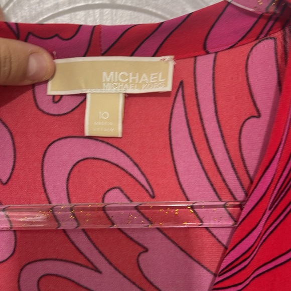 Michael by Michael Kors Red and Pink Print High-Low Wrap Dress - Picture 2 of 7